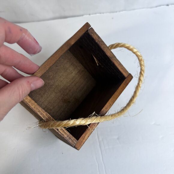 VTG Wooden Box "A Gift without an occasion... is a gift of love" Rope Handle MCM - Picture 3 of 7